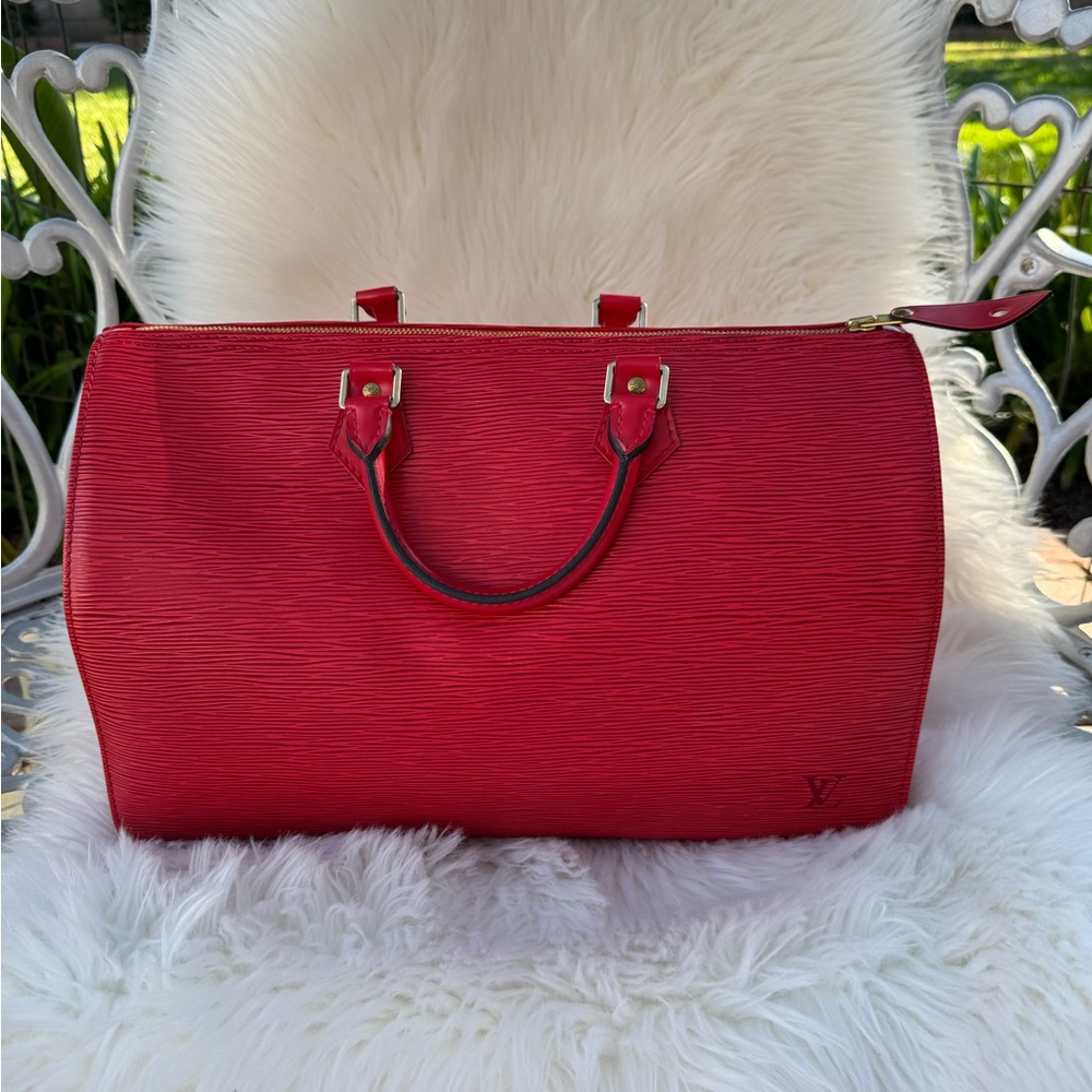 Louis Vuitton Red Epi Leather Satchel